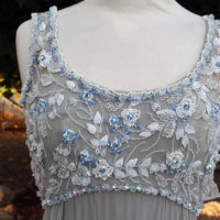 60's Silk Chiffon Dress  with Beaded Bodice - Image 3