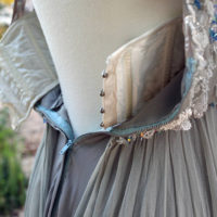 60's Silk Chiffon Dress  with Beaded Bodice - Image 5