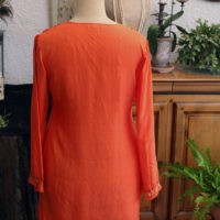 90's Orange Silk Embroidered Summer Tunic - Image 6
