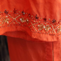 90's Orange Silk Embroidered Summer Tunic - Image 4