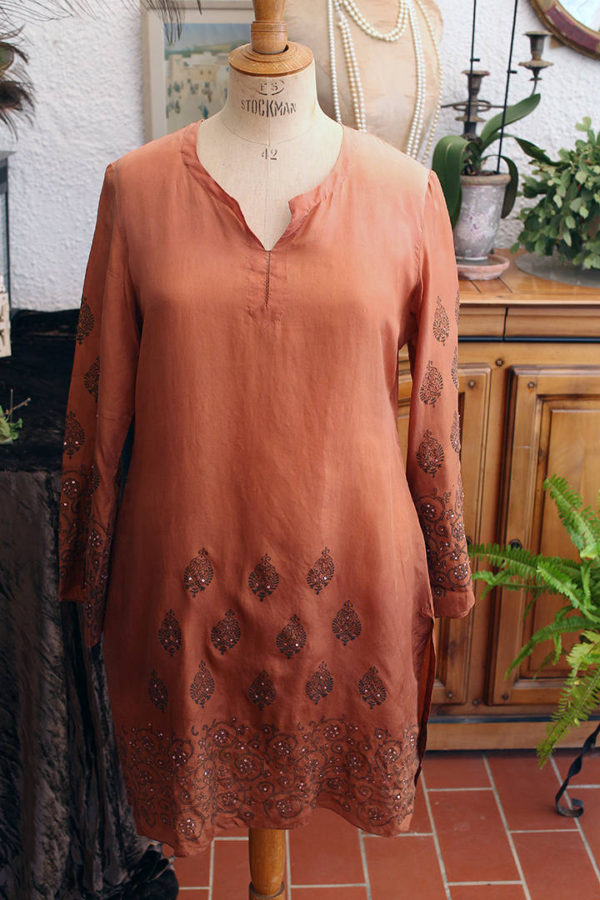 90's Dark Peach Graded  Silk Summer Tunic