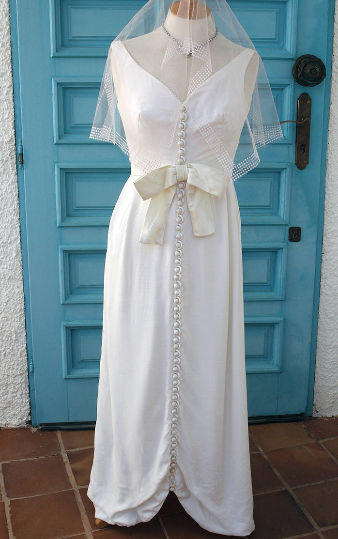 60's New York Guenter Richard Silk Wedding Dress - Vintage Xal 60's New York Guenter Richard Silk Wedding Dress - Vintage Xal