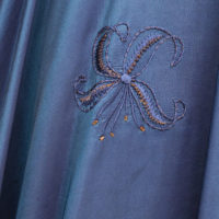 50's Blue Dress with Floral Embroidery - Image 5
