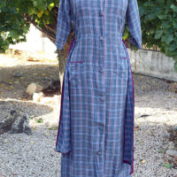 30's  Full Length Button Through Plaid Cotton Day Dress - Image 7