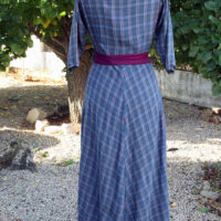 30's  Full Length Button Through Plaid Cotton Day Dress - Image 4