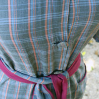 30's  Full Length Button Through Plaid Cotton Day Dress - Image 3