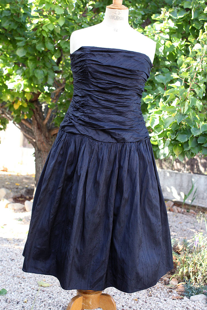 60 s Jean Allen Black Silk Cocktail Dress
