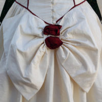 80's  Cream Silk Wedding Dress  with  Red Roses - Image 3