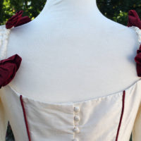80's  Cream Silk Wedding Dress  with  Red Roses - Image 8