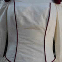 80's  Cream Silk Wedding Dress  with  Red Roses - Image 7