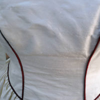 80's  Cream Silk Wedding Dress  with  Red Roses - Image 5