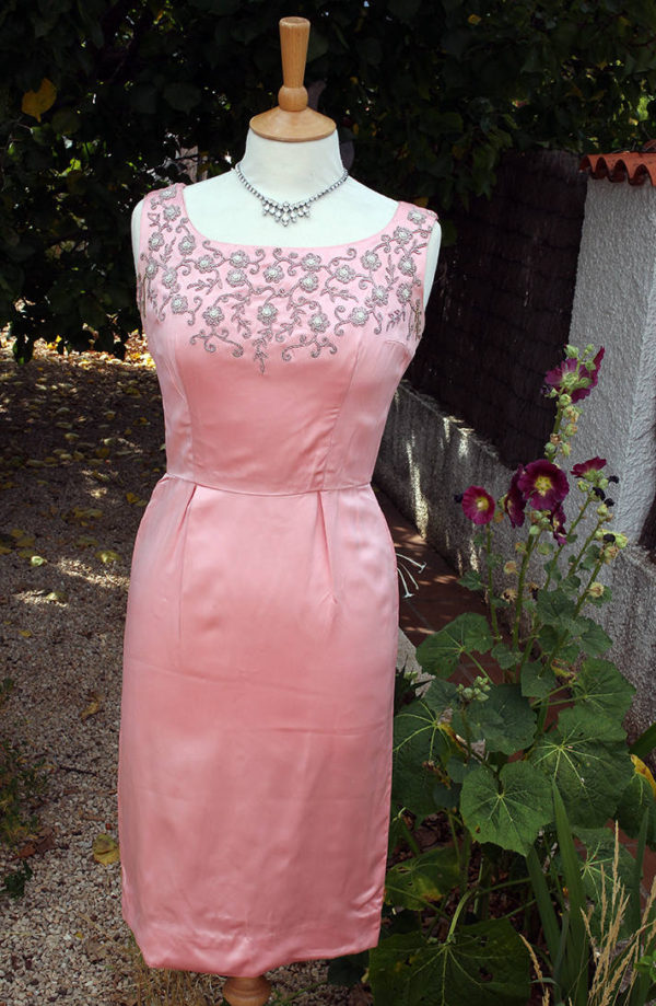 60's Jeanine Renée London Pink Satin Cocktail dress